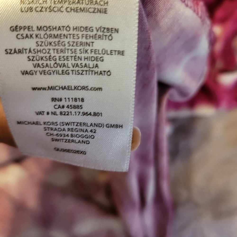 Michael Kors Fuschia White Tie Dye Tunic Top Large - Picture 7 of 9